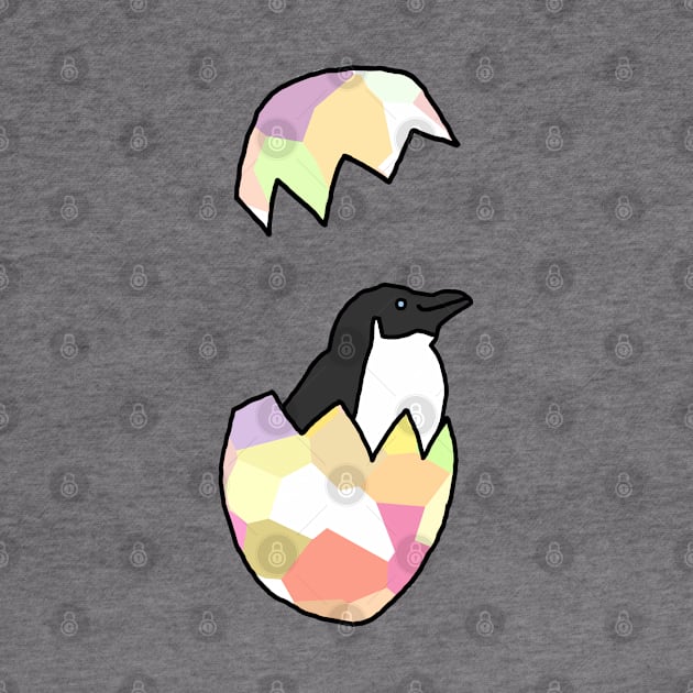 Little Penguin Popping out of her Funny Easter Egg by ellenhenryart